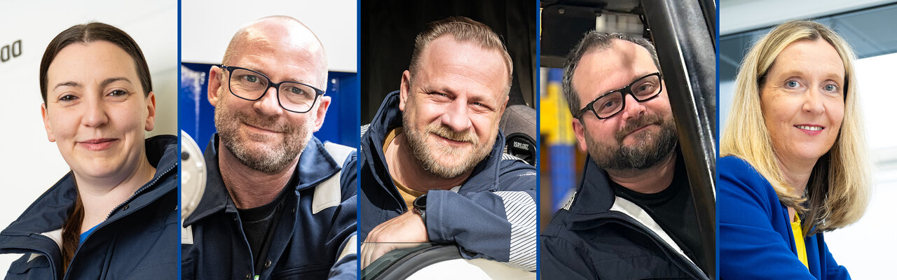 Collage aus Mitarbeiter*innen aus verschiedenen Bereichen von Climbex